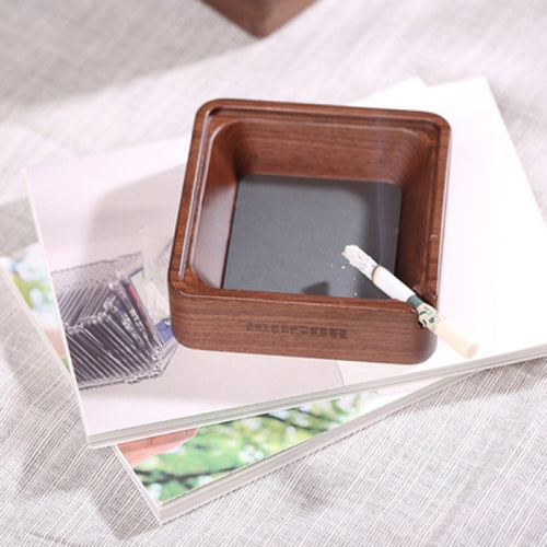 Creative Gift Solid Wood Walnut Ashtray,Glass Cover With Single Slot