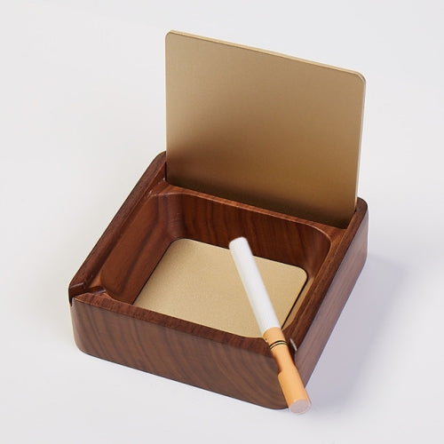 Creative Gift Solid Wood Walnut Ashtray,Double Slot Metal