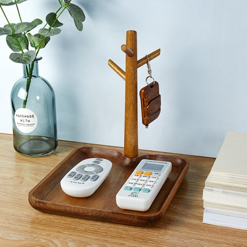 3PCS Solid Wood Key Rack, Porch Storage Rack,Acacia Wood Square