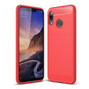 Brushed Texture Carbon Fiber Shockproof TPU Case for Huawei Nova 3 (Red)