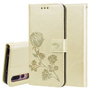 Rose Embossed Horizontal Flip PU Leather Case for Huawei P20 Pro, with Holder & Card Slots & Wallet (Gold)