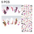 DS71-76 5 PCS 6 Patterns DIY Design Beauty Water Transfer Nails Art Sticker Nail Art Decoration Accessories, Random Color Delivery, Without Nails