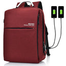 Multi-Functional Large Capacity Unisex Travel Business Backpack Laptop Computer Bag with External USB Charging Interface (Wine Red)