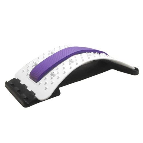 Lumbar Traction Stretching Device Posture Corrector Waist Support Spine Pain Relief Back Massage Stretcher (White + Purple)