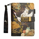 B6 Antique Style Loose-leaf Notebook Diary Book with Password Lock (Crane)