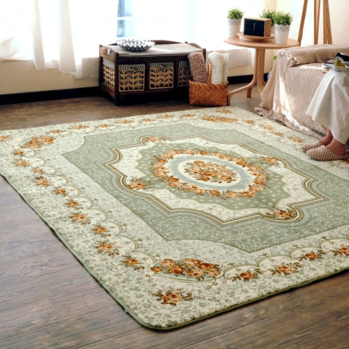 Rose Pattern Fuzzy Living Room Carpet Bedroom Bedside Mat, Size: 1.3m x 1.9m (Green)