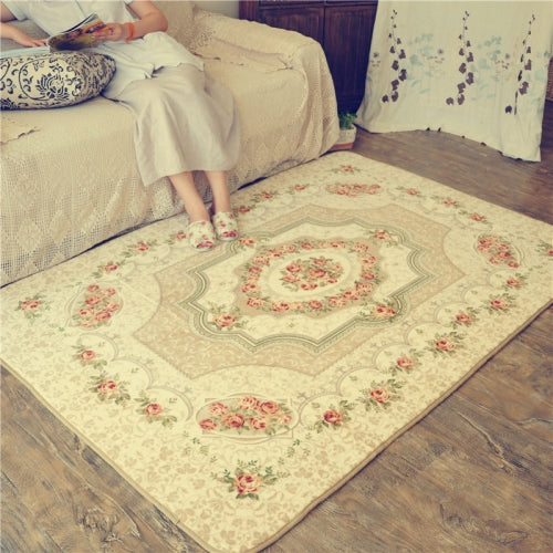 Rose Pattern Fuzzy Living Room Carpet Bedroom Bedside Mat, Size: 2m x 2.4m (Beige)