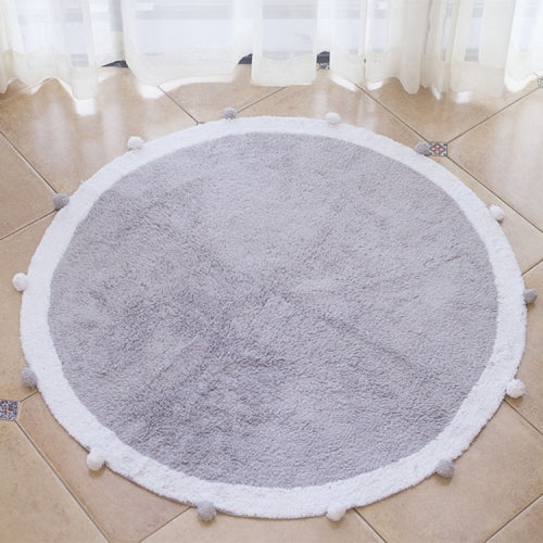 Round Ball Cotton Carpet Household Children Mat Doormat, Diameter: 1.2m(Grey)