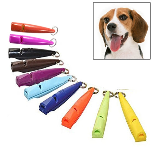 10 PCS Dog Horse Whistle Stop Barking Silent Pet Training Whistle with Key Chain, Random Color Delivery
