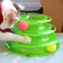 Interactive 3 Layers Tower of Tracks Balls Cat Toy(Green)