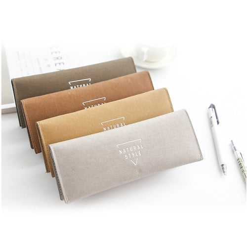 Languo 4 PCS Retro Bovine Leather Color Foldable Pencil Case Multi-purpose Storage Bag