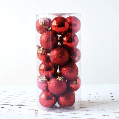 24 PCS 4cm Plating Plastic Christmas Tree Decorations Hanging String Ball, Random Color Delivery
