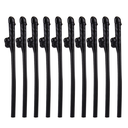 10 PCS Dicky Sipping Straw, Length: about 19cm(Black)
