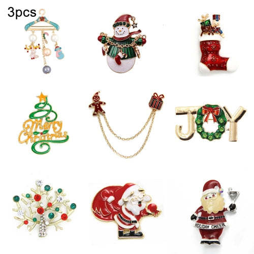 3 PCS Christmas Theme Fashion Women Brooch Gift Accessories, Random Style Delivery
