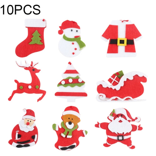 10 PCS Christmas Red Nonwoven Small Pendant Christmas Tree Hanging Decorations, Random Style Delivery