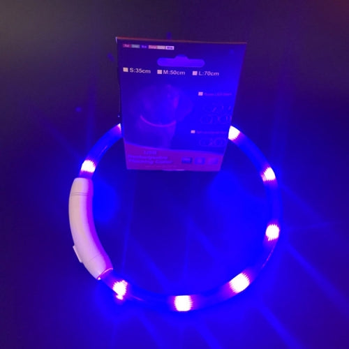 LED Light Collar USB Rechargeable Pet Dogs Collar, Size: S, Length: 35cm(Blue)