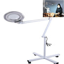 5X Foldable Swing Arm Desk Table Mount Magnifier with Lamp Light for Facial Tattoo Eyebrow Nail Salon Beauty, Cool White Light