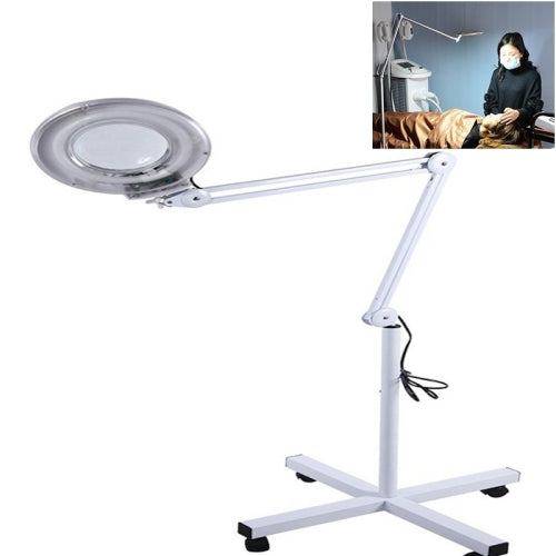 5X Foldable Swing Arm Desk Table Mount Magnifier with Lamp Light for Facial Tattoo Eyebrow Nail Salon Beauty, Cool White Light