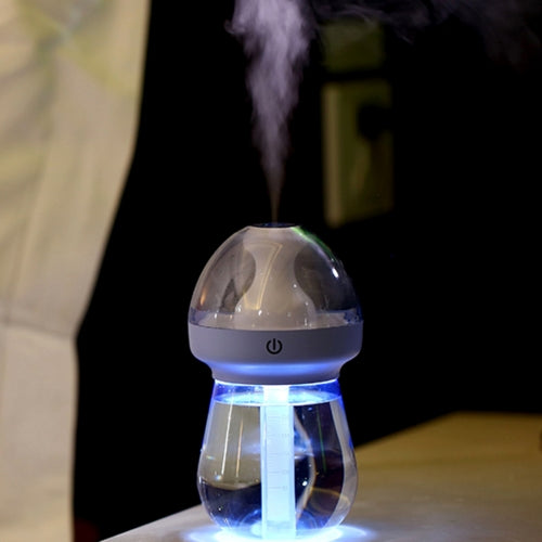 240ML Milk Feeding Bottle Shape Aromatherapy Air Purifier Humidifier with LED Light for Home / Office / Car(Blue)