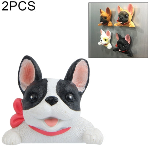 2 PCS Home Decoration Originality French Bulldog Tie 3D Magnetic Buckle Fridge Paste