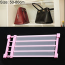 Wardrobe Storage Layered Baffle Cabinet Shelf Dormitory Partition Cupboard Partition Board, Width: 24cm, Stretch Range: 50-80cm (Pink)