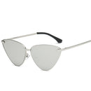 Vintage Cat Eye Mirrored Flat Lenses Metal Frame Sunglasses UV400 for Women