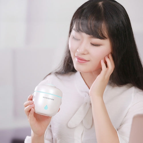 Rice Cooker Shape Mini LED Light Air Humidifier for Home & Office(White)