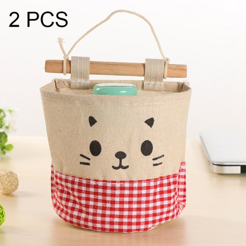 2 PCS Multilayer Cotton and Linen Storage Hang Bag Sundry Store Content Bag The Wardrobe Door Suspended Wall Storage Bag,Size:15.5*14cm