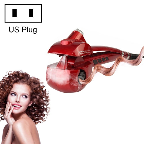 Spray Automatic Hair Curler Negative Ion Power Generation Splint, US Plug (Red)