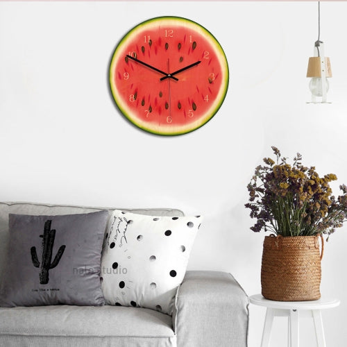 Fruit Watermelon Pattern Home Office Bedroom Decoration Acrylic Mute Wall Clock, Size : 28cm