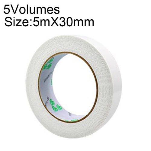 5 Volumes 2mm Thickness Strong White Sponge Double-sided Tape Foam Tape, Size: 5m x 30mm