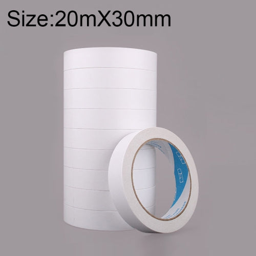 10 Volumes Strong Adhesive White Double-sided Tape , Size: 20m x 30mm