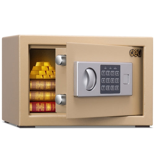 Deli Home Office Hotel Mini Electronic Security Lock Box Wall Cabinet Safety Box(Gold)