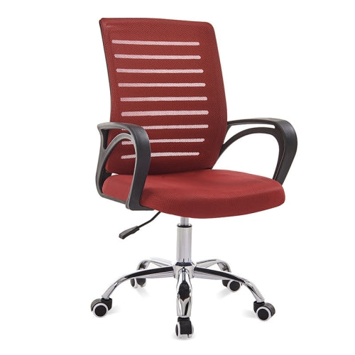 9050 Computer Chair Office Chair Home Back Chair Comfortable Black Frame Simple Desk Chair (Red)