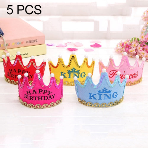 5 PCS Exquisite Non-woven Fabric Children Birthday Party LED Luminous Hairband Decorative Hat, Size: 12*10.5cm, Random Color Delivery
