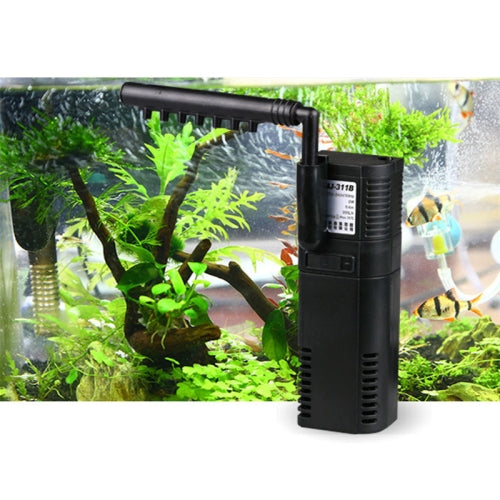 2W Rain Style 3 in 1 Aquarium Fish Tank Pumping Oxygen Increasing Water Purifier, US Plug(Black)