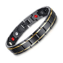 Stainless Steel + Plating Men Magnet Bracelet Chinese Buddhism Six Word Memoirs Jewelry, Size: 12mm*22cm