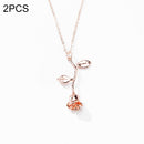 2 PCS Valentines Day Gift Rose Flower Pendant Jewelry Chain Necklace, Chain Length: 45cm(Rose Gold)