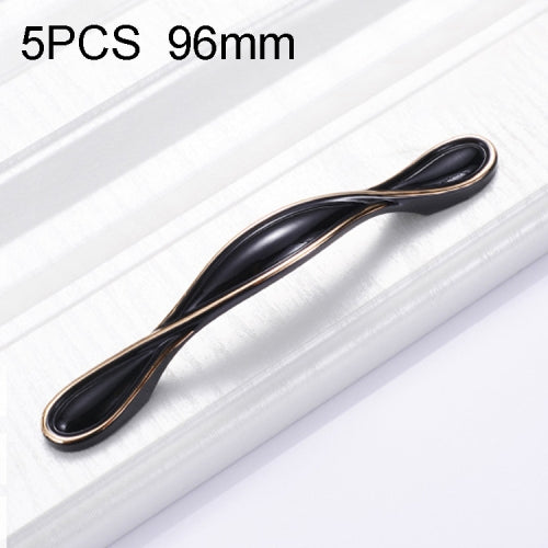 5 PCS 6582-96 Cabinet Wardrobe Drawer Zinc Alloy Handle(Black)