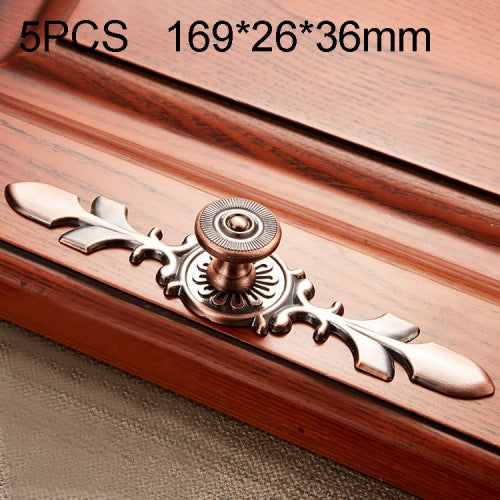 5 PCS 6037-Large Solid Wood Furniture Cabinet Handle Red Bronze Handles