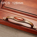 5 PCS 5008-128 Cabinet Zinc Alloy Retro Handle Coffee Cat Eye Handle (Coffee Cat Eyes)