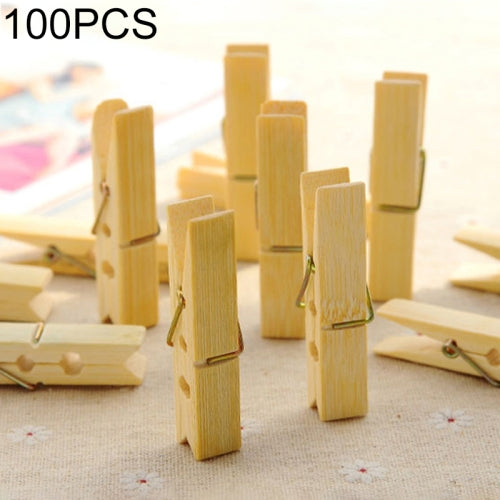 100 PCS Multi-function Mini Bamboo Clothes Photo Paper Peg Clothespin Laundry Hanger Clip