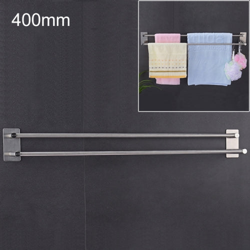 304 Stainless Steel Towel Holder Folding Double Pole Hanging Rack Organizer Hook Bathroom Bracket, Size: 400mm
