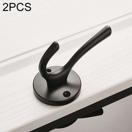 2 PCS Hook-02 Aluminum Alloy Wall Hanging Key Receiving Hanging Hook (Black)