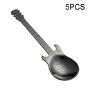 5 PCS Creative Stainless Steel Guitar Shape Coffee Spoon Mixing Spoon(Black)