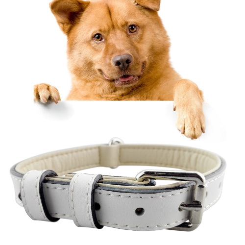 Leather Pet Dog Collar Pet Products Big Dog Collar, Size: XL, 3 * 60cm(White)