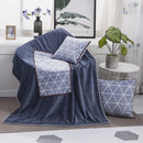 Blue Diamond Pattern Multifunctional Plush Blanket Square Pillow Quilt Office Car Pillow Cushion, Size : L