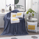 Yellow Hello Pattern Multifunctional Plush Blanket Square Pillow Quilt Office Car Pillow Cushion, Size : L