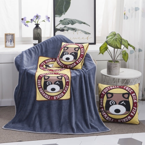 Bear Pattern Multifunctional Plush Blanket Square Pillow Quilt Office Car Pillow Cushion, Size : L