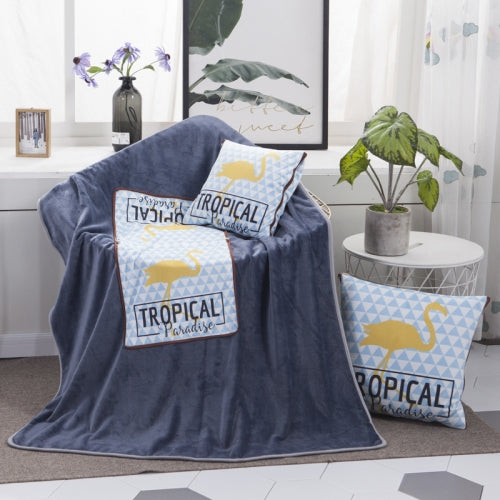 Flamingo Pattern Multifunctional Plush Blanket Square Pillow Quilt Office Car Pillow Cushion, Size : L